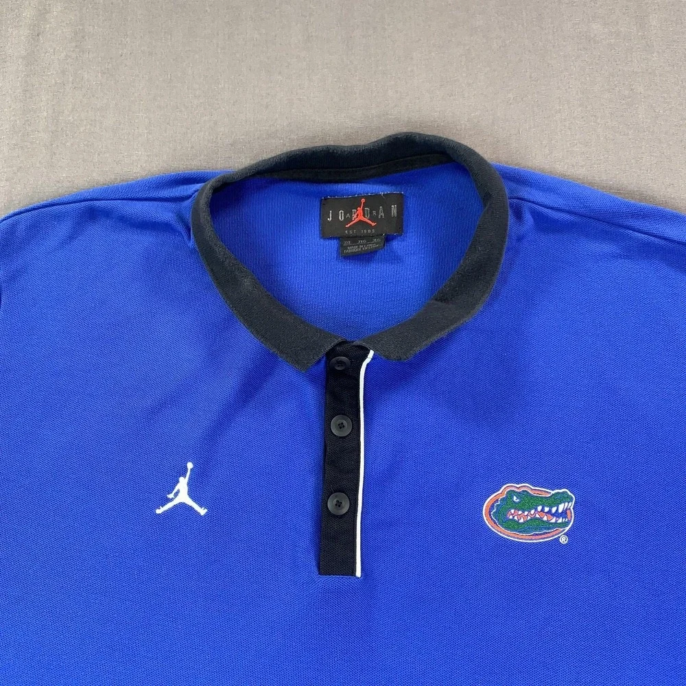 Florida Gators Polo Shirt Mens 3XL Blue NCAA Basketball Jordan Jumpman Logo